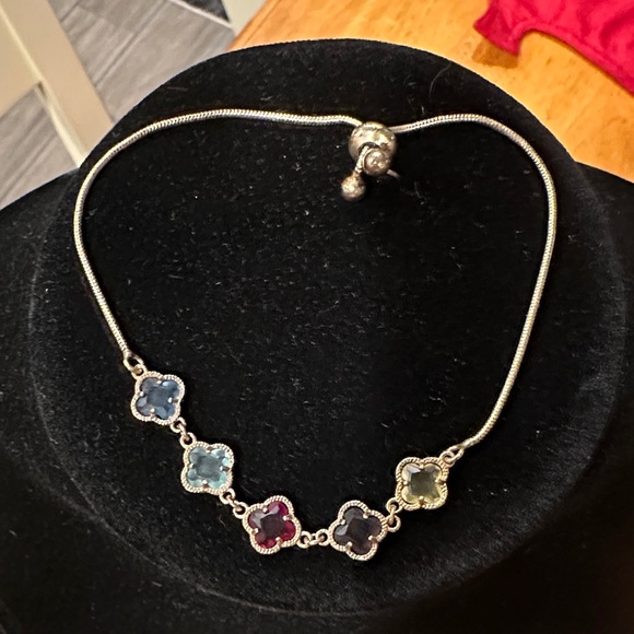 Dyadema Jewelry - Dyadema 925 Italy Round Chain with Elegant Multi-Color Clover Gemstones.